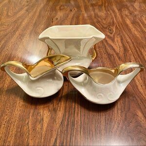 VIntage Art Deco Pearl China Creamer Sugar Vase Iridescent Lusterware